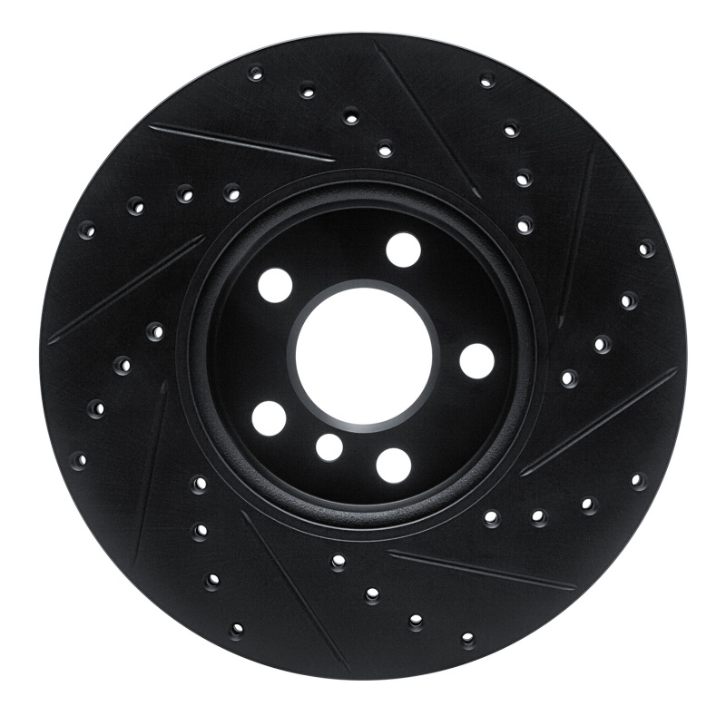 Mini Cooper Countryman Brake Rotor (1) - Front Left - R1 Concepts - Drilled & Slotted - Black - `16-`24